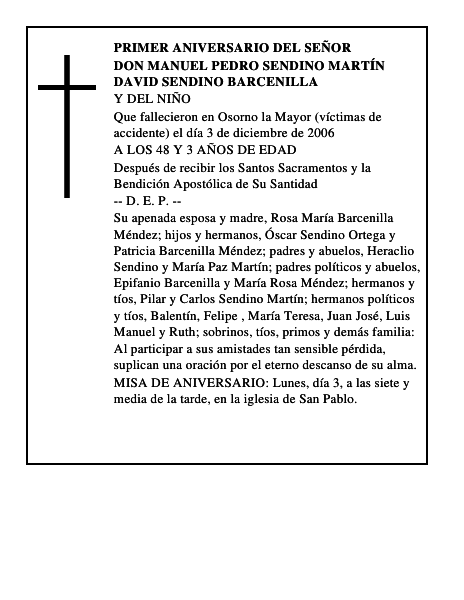 DON MANUEL PEDRO SENDINO MARTÍN DAVID SENDINO BARCENILLA