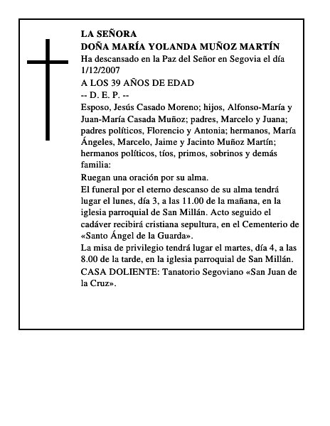 DOÑA MARÍA YOLANDA MUÑOZ MARTÍN