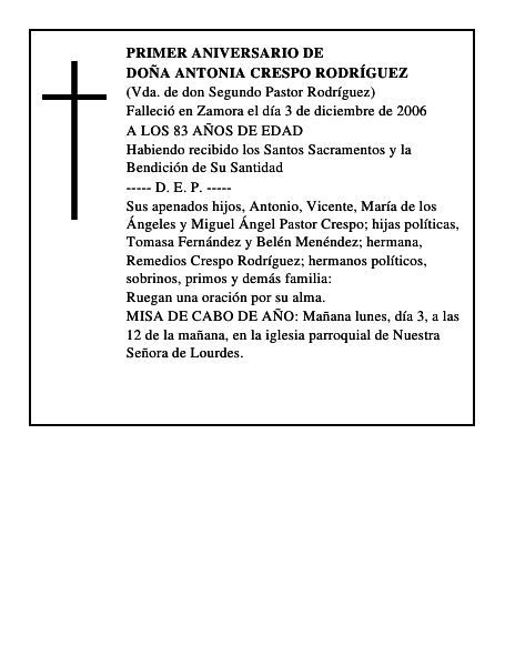 DOÑA ANTONIA CRESPO RODRÍGUEZ