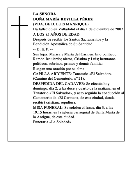 DOÑA MARÍA REVILLA PÉREZ