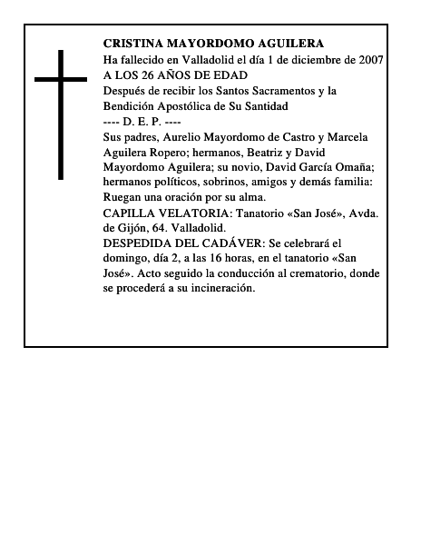CRISTINA MAYORDOMO AGUILERA