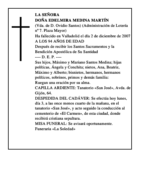 DOÑA EDELMIRA MEDINA MARTÍN