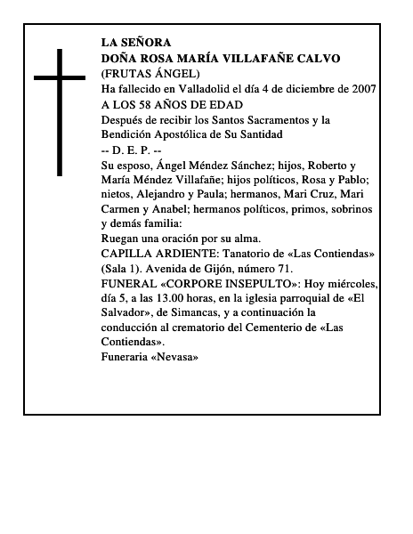 DOÑA ROSA MARÍA VILLAFAÑE CALVO