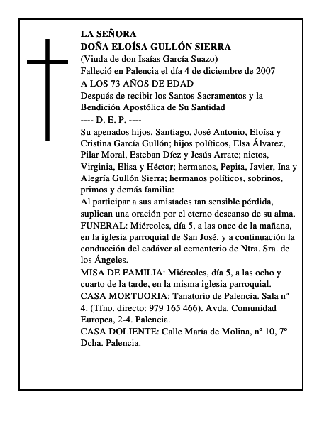 DOÑA ELOÍSA GULLÓN SIERRA
