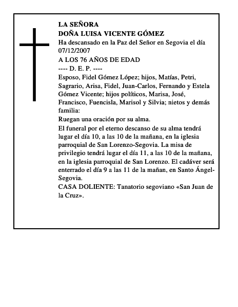 DOÑA LUISA VICENTE GÓMEZ