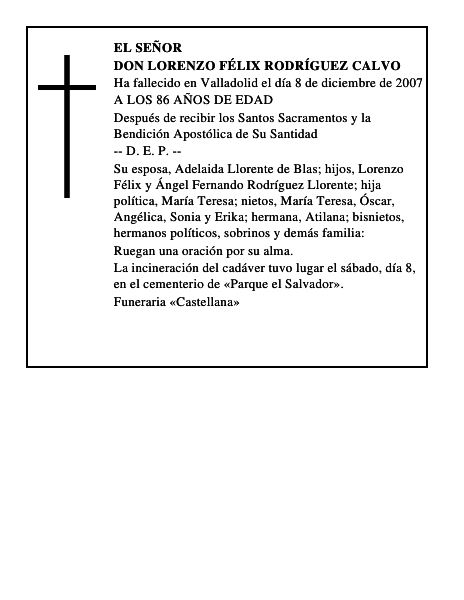 DON LORENZO FÉLIX RODRÍGUEZ CALVO