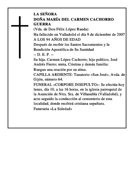 DOÑA MARÍA DEL CARMEN CACHORRO GUERRA