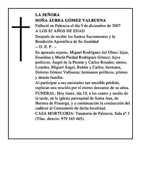 DOÑA ÁUREA GÓMEZ VALBUENA