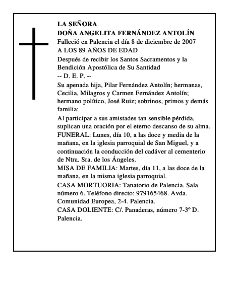 DOÑA ANGELITA FERNÁNDEZ ANTOLÍN