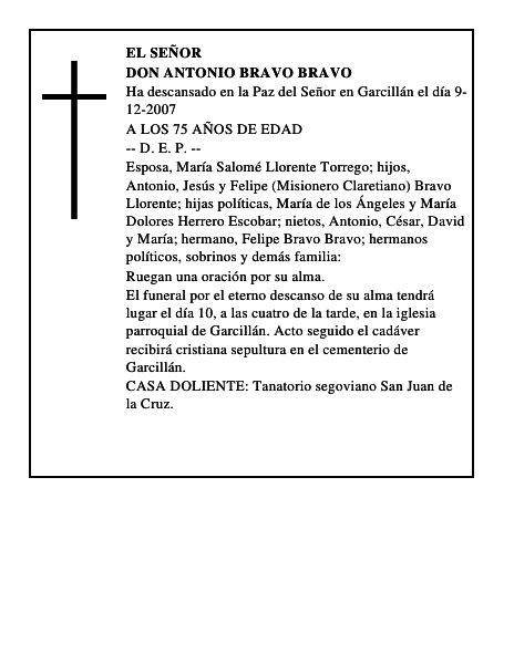 DON ANTONIO BRAVO BRAVO