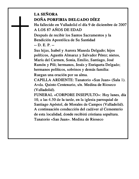 DOÑA PORFIRIA DELGADO DÍEZ