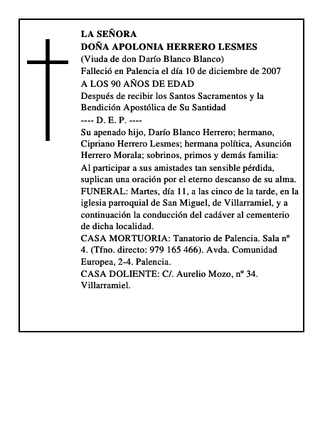 DOÑA APOLONIA HERRERO LESMES