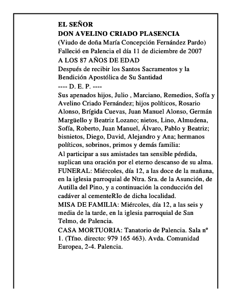 DON AVELINO CRIADO PLASENCIA