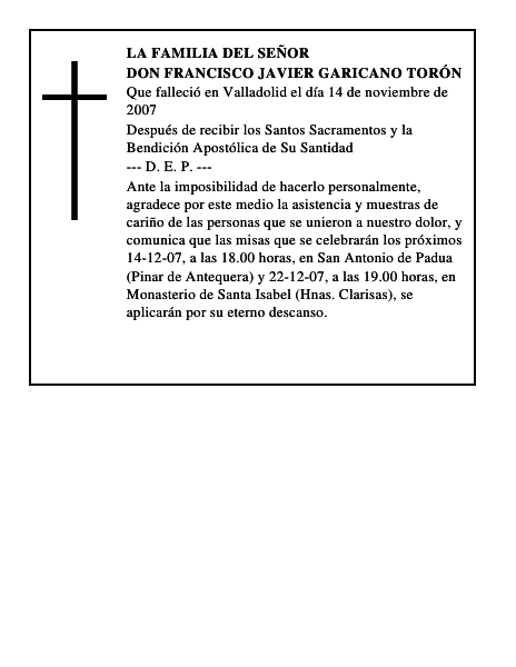 DON FRANCISCO JAVIER GARICANO TORÓN