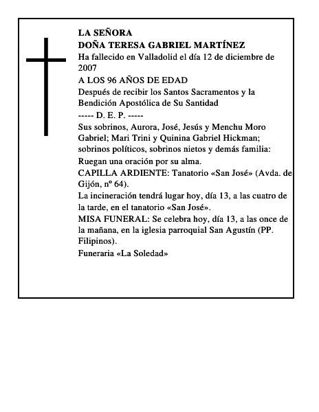 DOÑA TERESA GABRIEL MARTÍNEZ