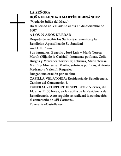 DOÑA FELICIDAD MARTÍN HERNÁNDEZ