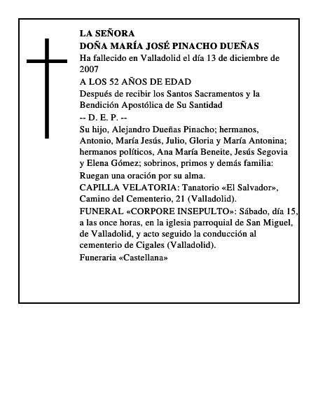 DOÑA MARÍA JOSÉ PINACHO DUEÑAS