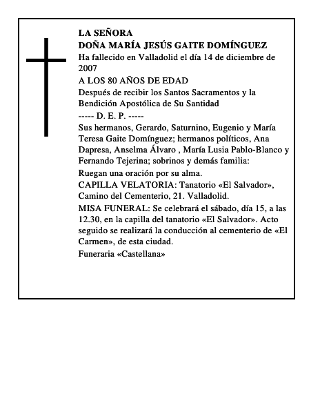 DOÑA MARÍA JESÚS GAITE DOMÍNGUEZ