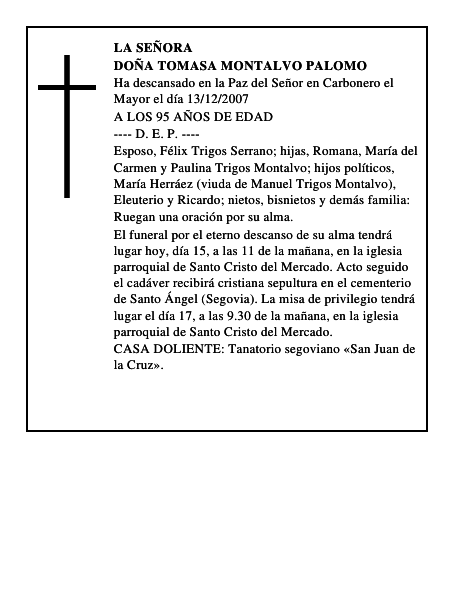 DOÑA TOMASA MONTALVO PALOMO