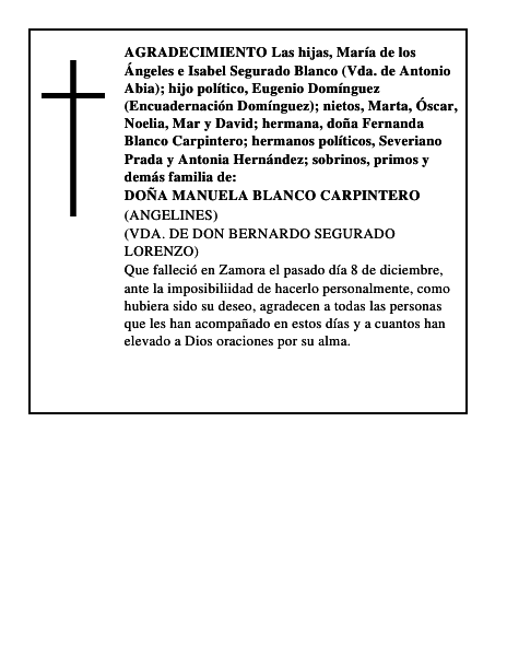 DOÑA MANUELA BLANCO CARPINTERO