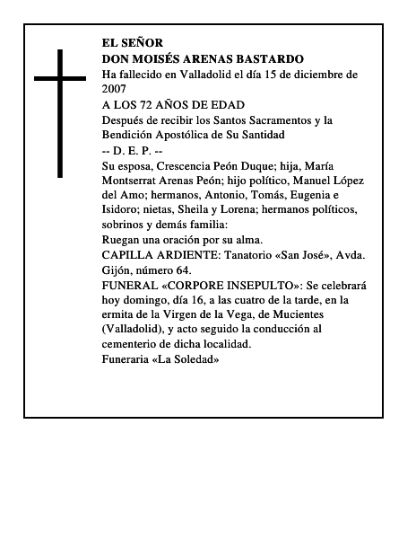 DON MOISÉS ARENAS BASTARDO