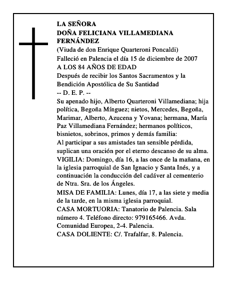 DOÑA FELICIANA VILLAMEDIANA FERNÁNDEZ