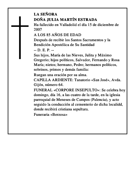 DOÑA JULIA MARTÍN ESTRADA