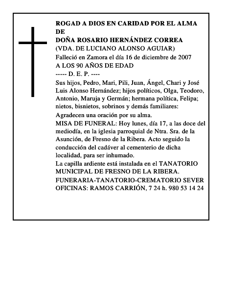 DOÑA ROSARIO HERNÁNDEZ CORREA