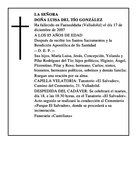 DOÑA LUISA DEL TÍO GONZÁLEZ