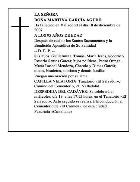 DOÑA MARTINA GARCÍA AGUDO