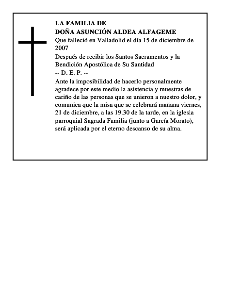 DOÑA ASUNCIÓN ALDEA ALFAGEME