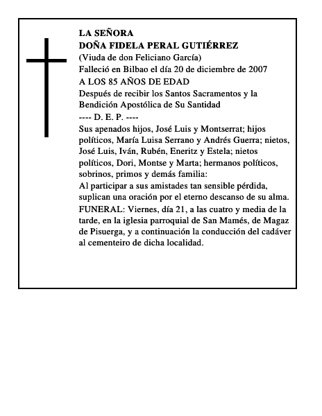 DOÑA FIDELA PERAL GUTIÉRREZ
