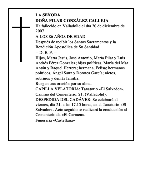 DOÑA PILAR GONZÁLEZ CALLEJA