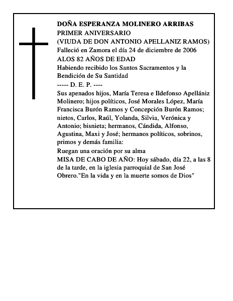 DOÑA ESPERANZA MOLINERO ARRIBAS