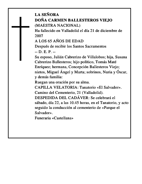 DOÑA CARMEN BALLESTEROS VIEJO