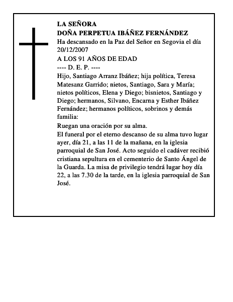 DOÑA PERPETUA IBÁÑEZ FERNÁNDEZ