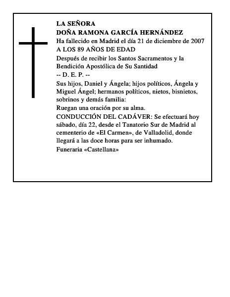 DOÑA RAMONA GARCÍA HERNÁNDEZ