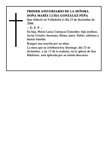 DOÑA MARÍA LUISA GONZÁLEZ PEÑA