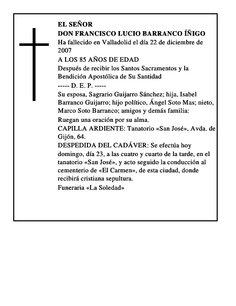 DON FRANCISCO LUCIO BARRANCO ÍÑIGO