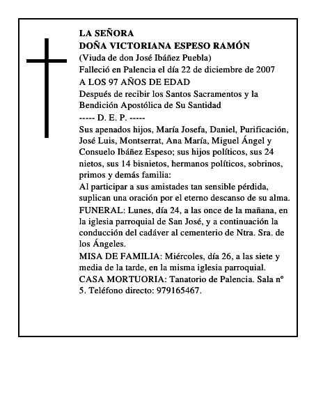 DOÑA VICTORIANA ESPESO RAMÓN