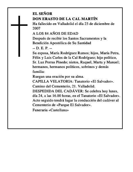 DON ERASTO DE LA CAL MARTÍN