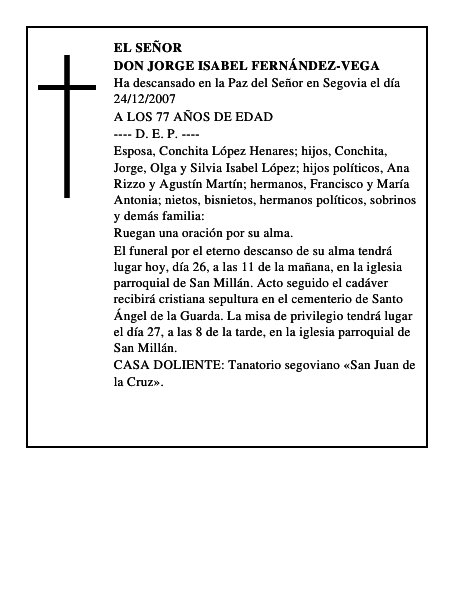 DON JORGE ISABEL FERNÁNDEZ-VEGA