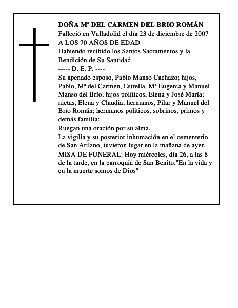 DOÑA Mª DEL CARMEN DEL BRIO ROMÁN
