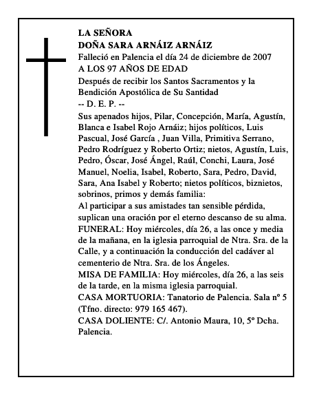 DOÑA SARA ARNÁIZ ARNÁIZ
