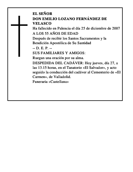 DON EMILIO LOZANO FERNÁNDEZ DE VELASCO