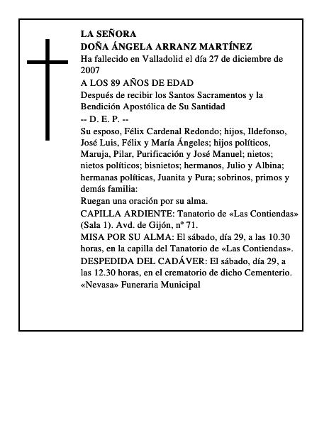DOÑA ÁNGELA ARRANZ MARTÍNEZ