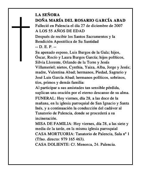 DOÑA MARÍA DEL ROSARIO GARCÍA ABAD