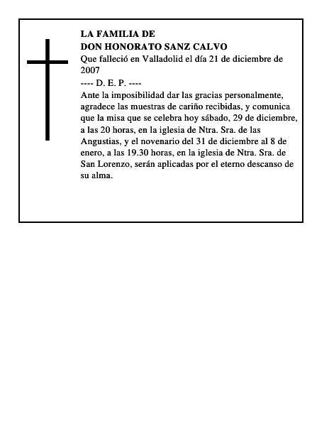 DON HONORATO SANZ CALVO