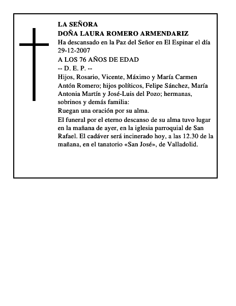 DOÑA LAURA ROMERO ARMENDARIZ
