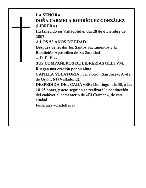 DOÑA CARMELA RODRÍGUEZ GONZÁLEZ